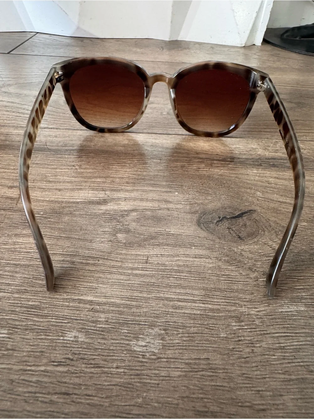 Oversized Square Tortoise Sunglasses with Gold Bee Accents